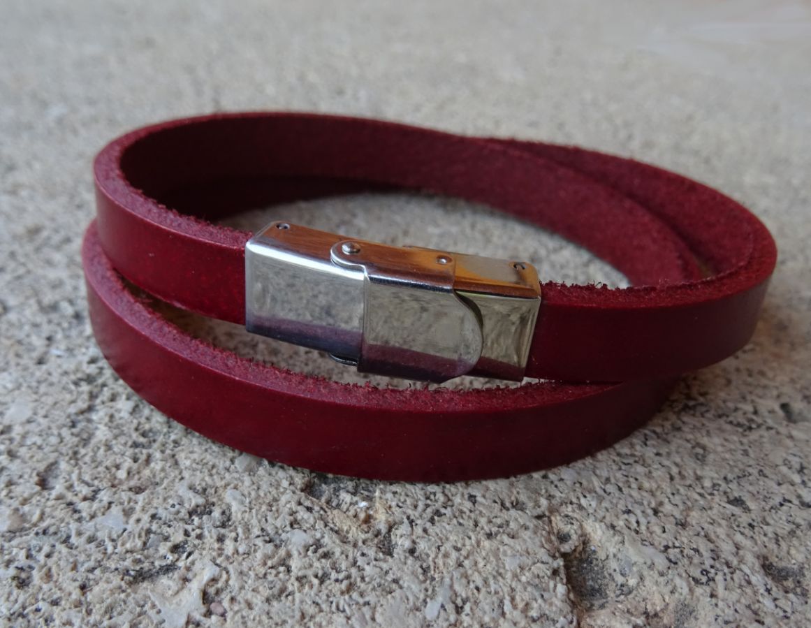 Bracelet cuir 2 tours fermoir ajustable