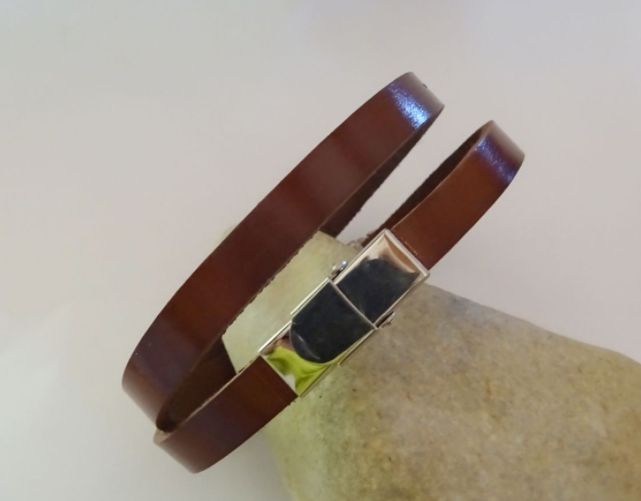 Bracelet cuir 2 tours fermoir ajustable