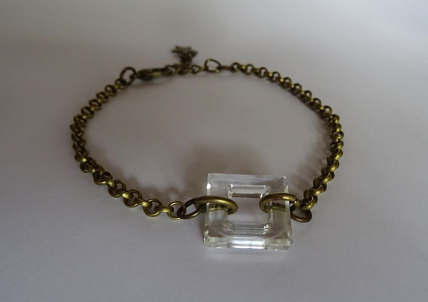 Armb&aring;nd bronse kjede Square Crystal