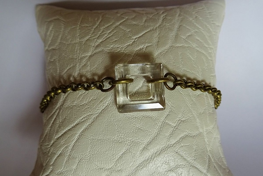 Armb&aring;nd bronse kjede Square Crystal