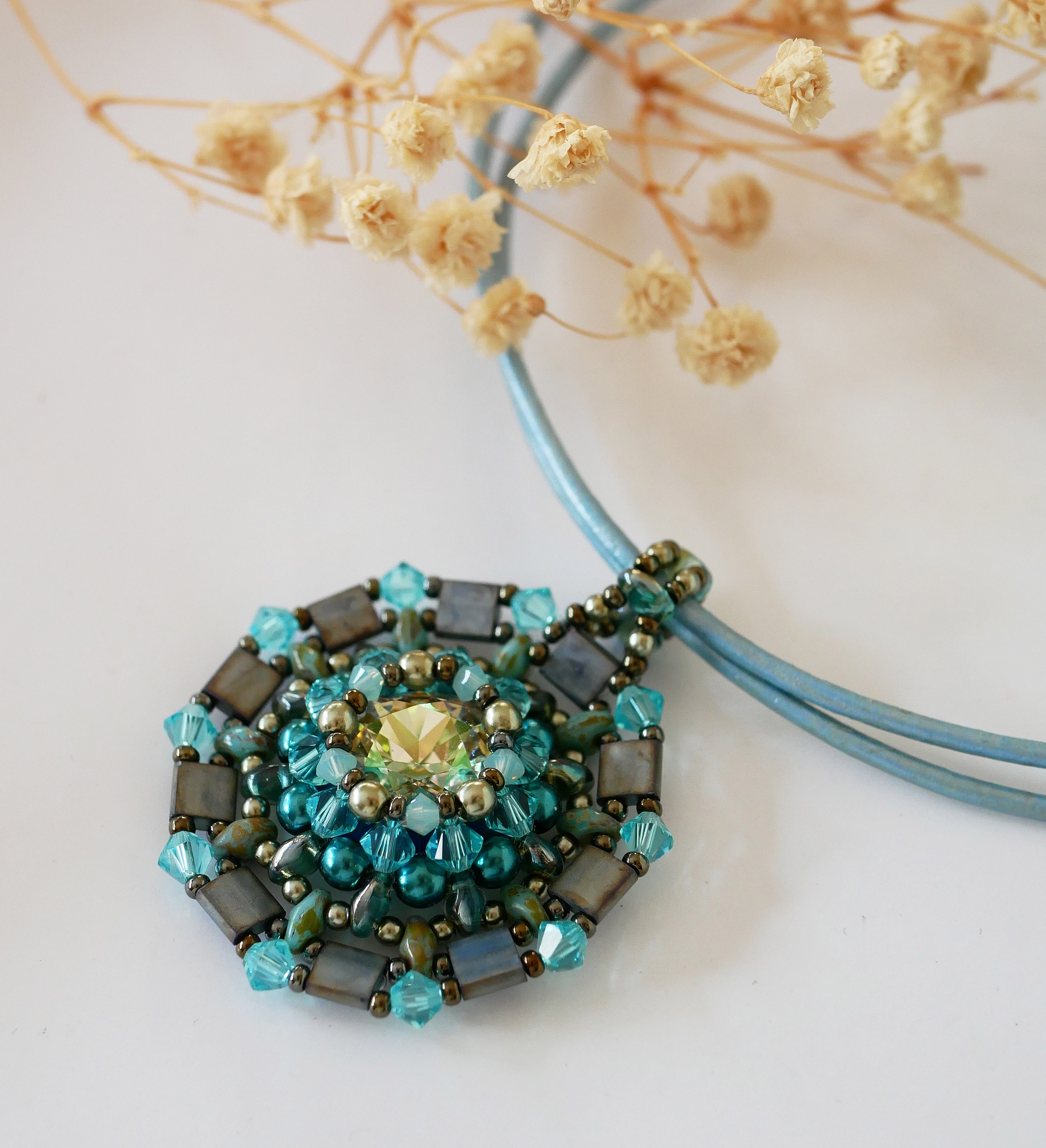 Anheng halskjede Twina Turkis gr&oslash;nn