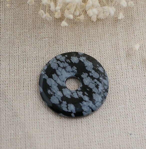 Obsidian stein smultring Snowflake diameter 40 mm