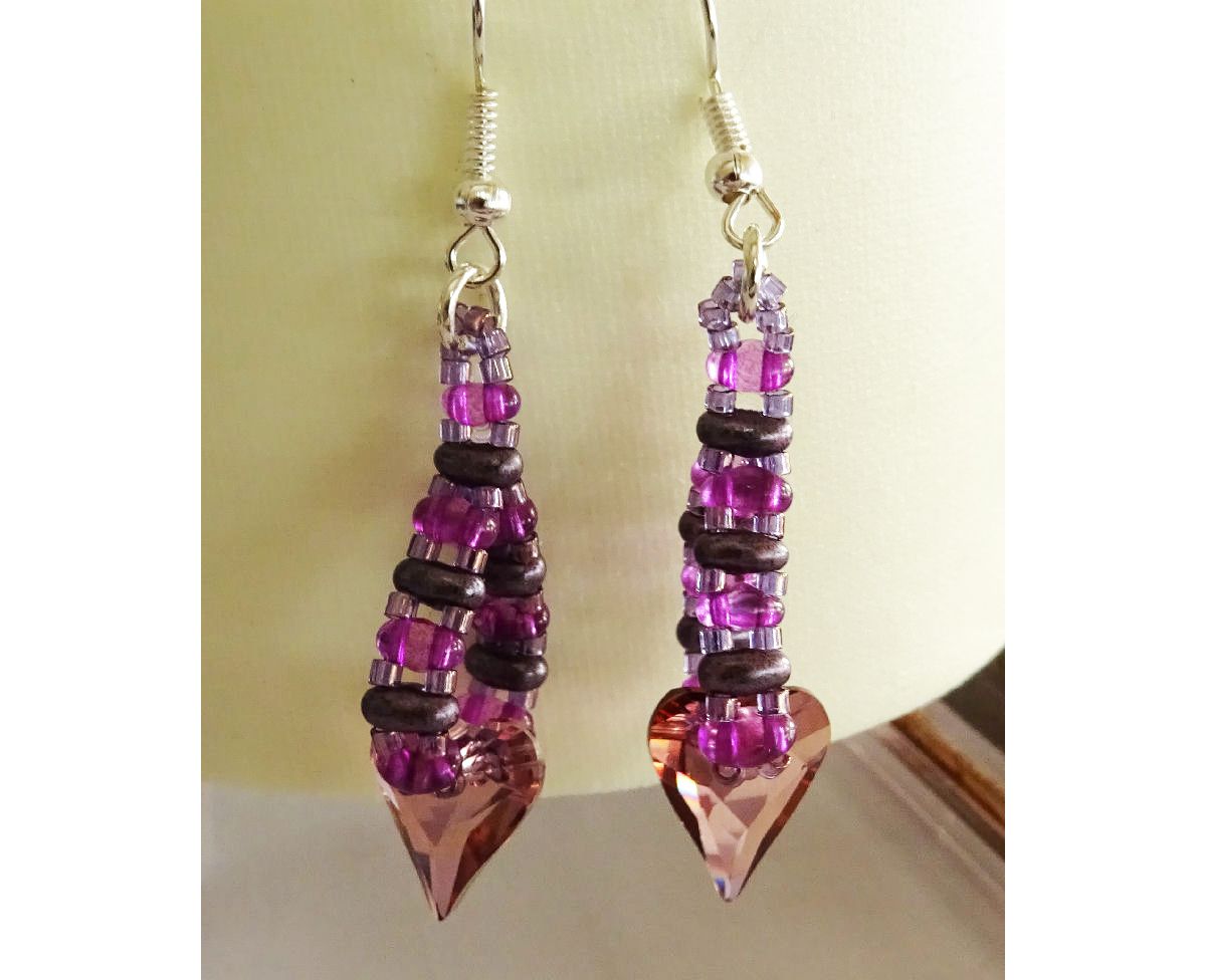 Amethyst hjerte øredobber sett