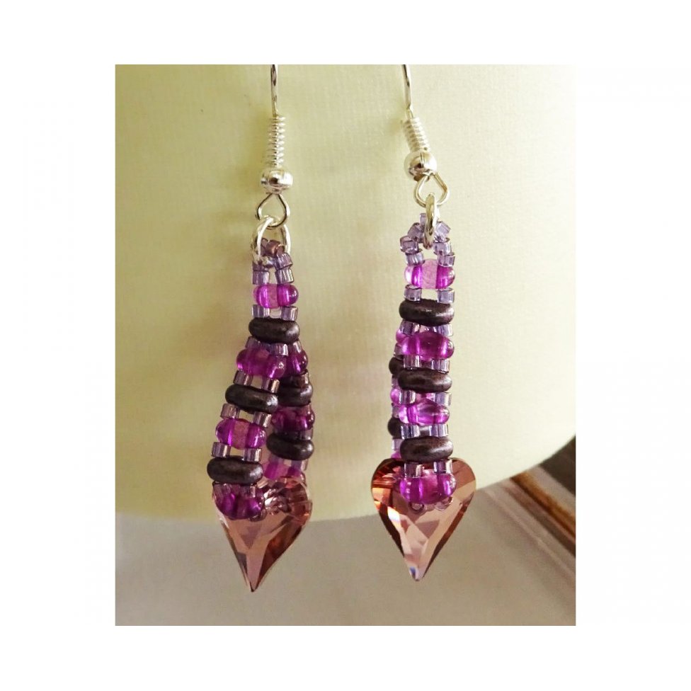 Amethyst hjerte øredobber sett