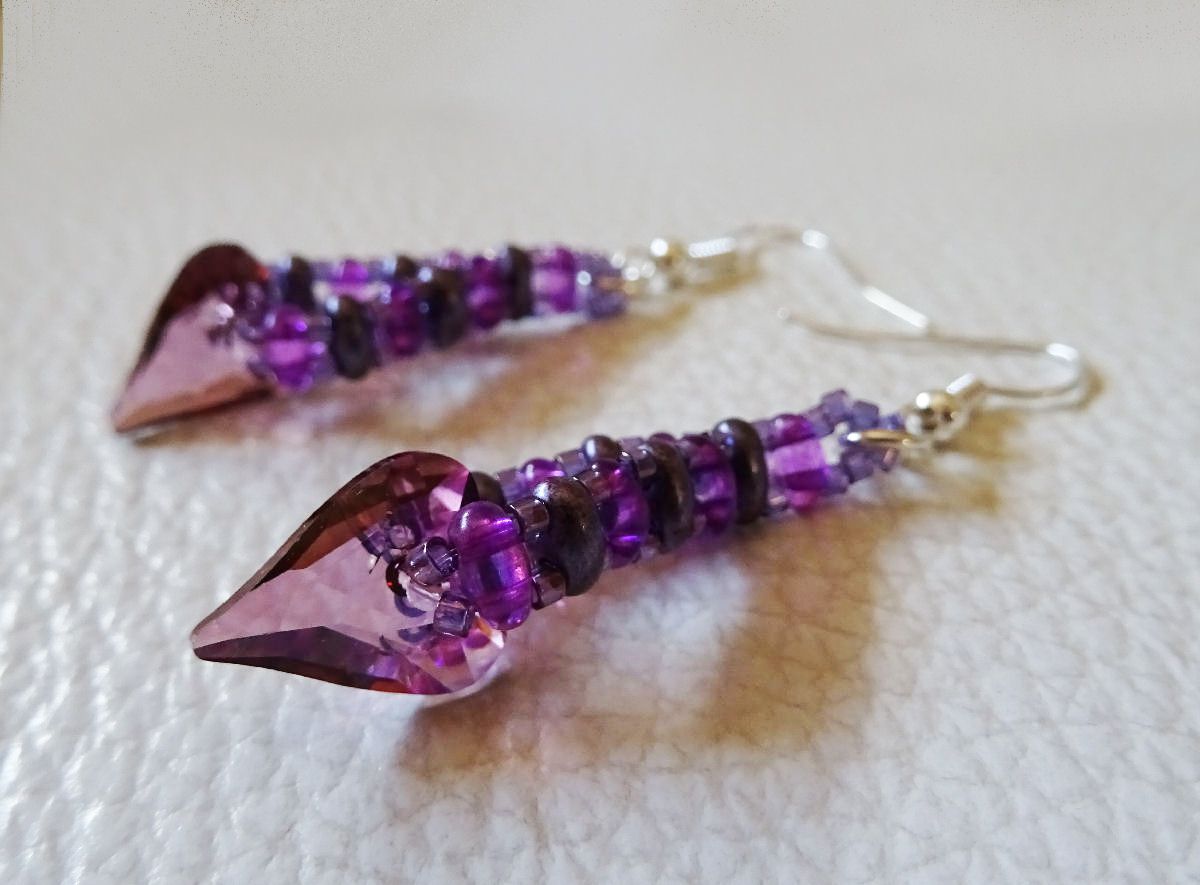 Amethyst hjerte øredobber sett