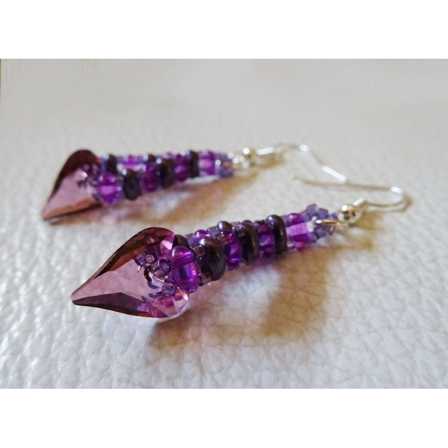Amethyst hjerte øredobber sett