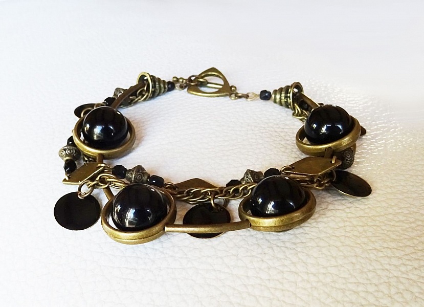 3 raders armb&aring;ndssett Svart og bronse