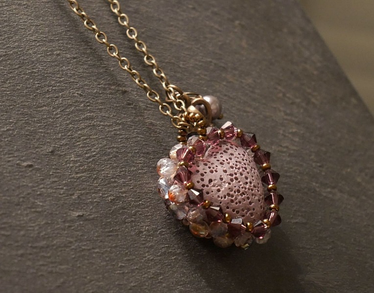 Pendentif  en kit Coeur pierre de lave diffuseur