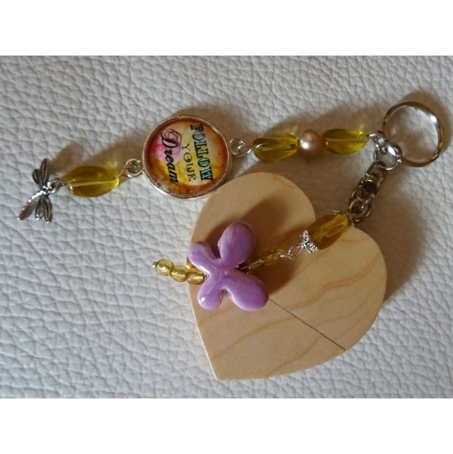 Nøkkelring hjerte usb-nøkkel for å gravere Cabochon &amp; sommerfugl